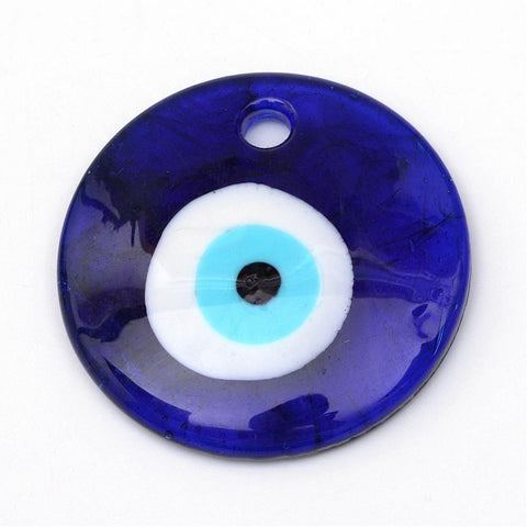 BeadsBalzar Beads & Crafts (EY3906) Round Lampwork Evil Eye (2 PCS)