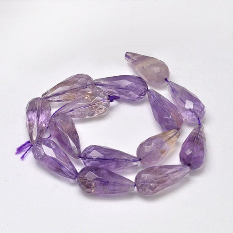 BeadsBalzar Beads & Crafts Faceted Drop Natural Amethyst Bead Strands 26MM (BG5069)