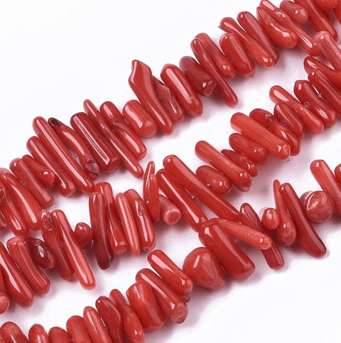 BeadsBalzar Beads & Crafts FIREBRICK (CB7418-01B) (CB7418-X) Sea Bamboo Coral Beads Strands, Dyed, Tube, 4~20mm long (1 STR)