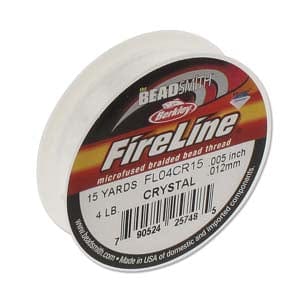 BeadsBalzar Beads & Crafts (FL04CR15) FIRELINE THREAD 4LB CRYS 0.005IN/0.12MM 15YARD