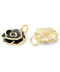 BeadsBalzar Beads & Crafts (FL8715-X) Brass Pendants, with Enamel Flower, 17x15mm (2 PCS)