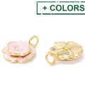 BeadsBalzar Beads & Crafts (FL8715-X) Brass Pendants, with Enamel Flower, 17x15mm (2 PCS)