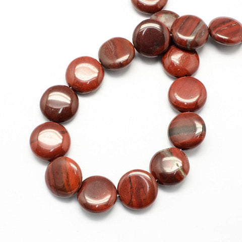 BeadsBalzar Beads & Crafts Flat Round Gemstone Natural Rainbow Stone Beads Strands, CoconutBrown  16MM (BG4740)