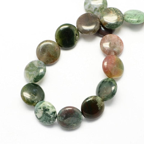 BeadsBalzar Beads & Crafts Flat Round Natural Indian Agate Stone Beads Strands, DarkSlateGray  16MM (BG4731)