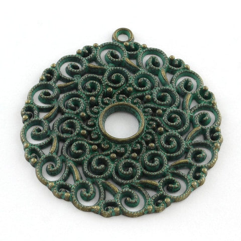 BeadsBalzar Beads & Crafts Flat Round Zinc Alloy Big Pendant, (MP4748)