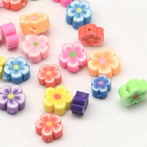 BeadsBalzar Beads & Crafts (FM7414-M) Handmade Polymer Clay Flower Plum Blossom Mixed 10mm (20 PCS)
