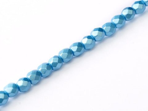 BeadsBalzar Beads & Crafts (FP4-02010-25020) FIRE POLISHED 4 MM ALABASTER PASTEL TURQUOISE (50 PCS STRING)