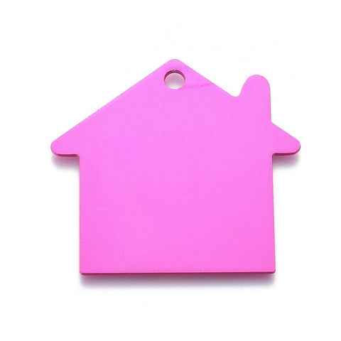 BeadsBalzar Beads & Crafts FUCHSIA (LEAT8012-X) LASER ENGRAVED CUSTOM ALUMINIUM HOUSE 38x35mm (1 PC)