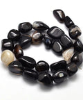 BeadsBalzar Beads & Crafts (GB4668) Natural Black Agate Nuggets Bead Strands 10-13MM (1 STR)