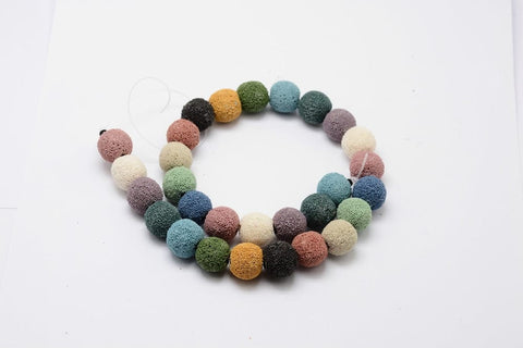 BeadsBalzar Beads & Crafts (GB4684) Natural Lava Round Beads Strands, Dyed, Mixed Color 10MM