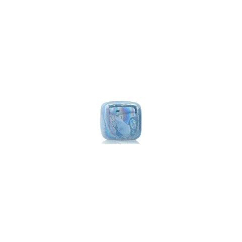 BeadsBalzar Beads & Crafts (GC7352A) GREY BLUE (GC7352X) Enamel-Glazed Ceramic Slider Cube 6.5mm (Ø2.1mm) (6 PCS)