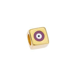 BeadsBalzar Beads & Crafts GD.PL. / RED (GQB8053-GDR) (GQB8053-X) Alloy Bead cube 8mm with eye Φ5mm (1 PC)