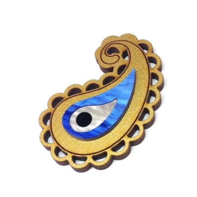 BeadsBalzar Beads & Crafts (GE4540) Wooden Pendant with plexi acrylic eye 35x24mm (1 PC)