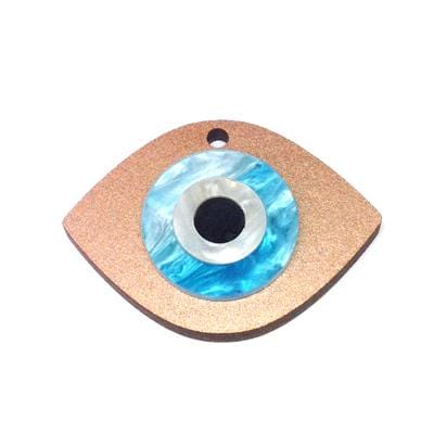 BeadsBalzar Beads & Crafts (GE4541) Wooden and Plexi Acrylic Pendant Eye 45x35mm (1 PC)