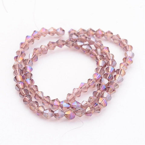 BeadsBalzar Beads & Crafts Glass Bicones 4mm RosyBrown (BE96)