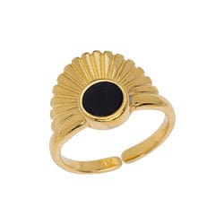 BeadsBalzar Beads & Crafts GOLD/BLACK (GQR7722A) (GQR7722X) Ring 17mm rising sun with setting 6mm (1 PC)