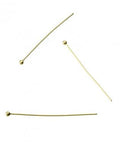 BeadsBalzar Beads & Crafts GOLD PLATED (925-53GD) (925-53X) Sterling silver Bead pins, 30mm head, 0.4mm wire, 1,5mm (10PCS)