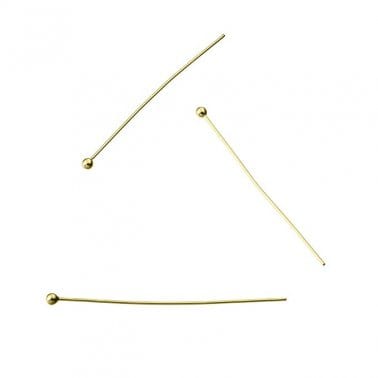 BeadsBalzar Beads & Crafts GOLD PLATED (925-53GD) (925-53X) Sterling silver Bead pins, 30mm head, 0.4mm wire, 1,5mm (10PCS)