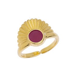 BeadsBalzar Beads & Crafts GOLD/RED (GQR7722B) (GQR7722X) Ring 17mm rising sun with setting 6mm (1 PC)