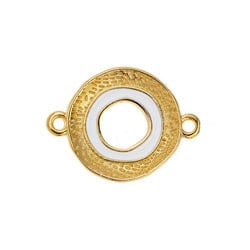 BeadsBalzar Beads & Crafts GOLD/WHITE (GQL7724A) (GQL7724X) Round motif wtih textured pattern 22X16MM (2 PCS)