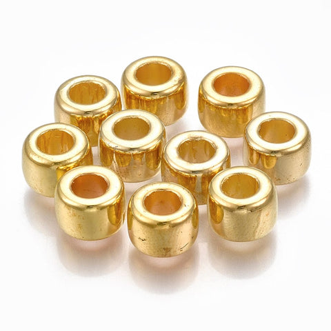 BeadsBalzar Beads & Crafts GOLDEN (AB8232-G) (AB8232-X) CCB Plastic European Beads, Large Hole Beads, Column, 8mm (20 GMS / +- 70 PCS)