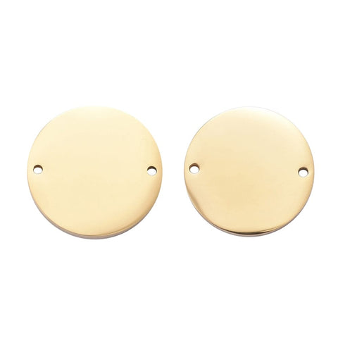 BeadsBalzar Beads & Crafts GOLDEN (LEN-SR8443-G) (LEN-SR8443-X) LASER ENGRAVING - 304 Stainless Steel Links Stamping Blank Tag Flat Round, 20mm (1 PC)