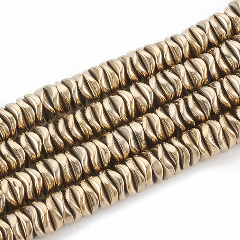BeadsBalzar Beads & Crafts GOLDEN PLATED (HB8532-07L) (HB8532-X) Synthetic Hematite Beads  Wavy, about 6~6.5mm long, 6~6.5x1.5-2mm (1 STR)