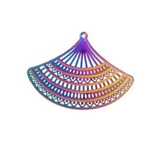 BeadsBalzar Beads & Crafts (GP5307) Stainless Steel Pendant Fan 53x35mm