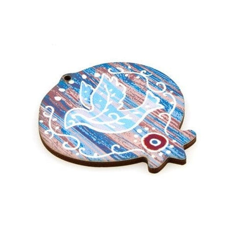 BeadsBalzar Beads & Crafts (GP6881A) Wooden Pendant Pomegranate Pigeon 63x70mm