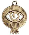 BeadsBalzar Beads & Crafts (GQ5843A) BRASS ANTIQUE (GQ5843X) Pomegranate hammered with eye 35mm pendant