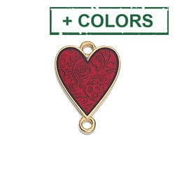 BeadsBalzar Beads & Crafts (GQ6181X) 19MM x 13MM Heart floral with 2 rings 24K GOLD PLATED (2 PCS)