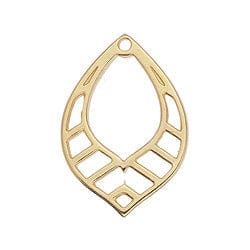 BeadsBalzar Beads & Crafts (GQ6182A)  Drop motif lines wireframe pendant 24K GOLD PLATED 18.3 x 26.3MM (2 PCS)