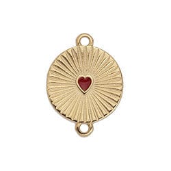 BeadsBalzar Beads & Crafts (GQ6183A) Round motif with rays and heart with 2 rings 21.5x16.3MM  (2 PCS)