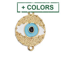 BeadsBalzar Beads & Crafts (GQ6184X) Eye with grains with 2 rings 24K GOLD PLATED (2 PCS)