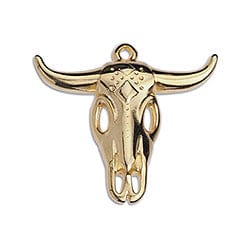 BeadsBalzar Beads & Crafts (GQ6195B) Bull skull 27mm x 23mm pendant  24KT Gold Plated (2PCS)