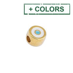 BeadsBalzar Beads & Crafts (GQ6200X-10PC) Eye bead 8x9mm ,hole: 3mm 24KT GOLD PLATED (10 PCS)