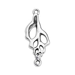 BeadsBalzar Beads & Crafts (GQ6205B) Rounded trapeze component hammered with 1 hole  Silv.Antique (2PCS)