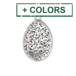 BeadsBalzar Beads & Crafts (GQ6256X) Egg shape motif with relief pattern pendant 14X22MM (2 PCS)