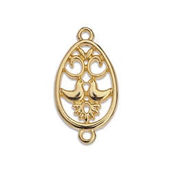 BeadsBalzar Beads & Crafts (GQ6257A) Easter egg with birds 2 rings 13X24MM 24KT GOLD PLATED (2 PCS)