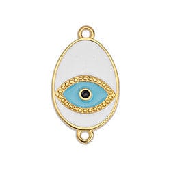 BeadsBalzar Beads & Crafts (GQ6259B) Egg shape motif with eye with 2 rings 14X25MM 24KT GOLD PLATED