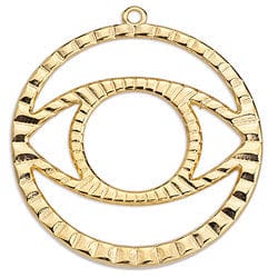 BeadsBalzar Beads & Crafts (GQ6389A) Grade A Metal Alloy Round eye sunrise motif wireframe pendant 24KT GOLD PLATED
