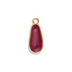 BeadsBalzar Beads & Crafts GQ6395A FUCHSIA/GOLD (GQ6395X) Flat drop piece small 18mm 24KT GOLD PLATED (4 PCS)