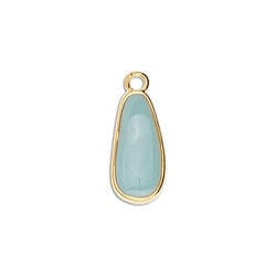 BeadsBalzar Beads & Crafts GQ6395B GRAYED JADE / GOLD (GQ6395X) Flat drop piece small 18mm 24KT GOLD PLATED (4 PCS)