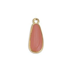 BeadsBalzar Beads & Crafts GQ6395D CORAL/GOLD (GQ6395X) Flat drop piece small 18mm 24KT GOLD PLATED (4 PCS)