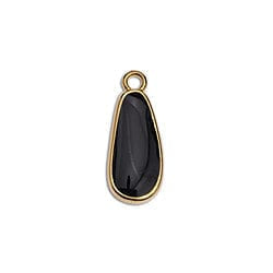 BeadsBalzar Beads & Crafts GQ6395E BLACK/GOLD (GQ6395X) Flat drop piece small 18mm 24KT GOLD PLATED (4 PCS)