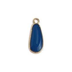 BeadsBalzar Beads & Crafts GQ6395F SKY BLUE/GOLD (GQ6395X) Flat drop piece small 18mm 24KT GOLD PLATED (4 PCS)