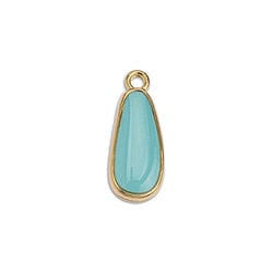 BeadsBalzar Beads & Crafts GQ6395G AQUA/GOLD (GQ6395X) Flat drop piece small 18mm 24KT GOLD PLATED (4 PCS)