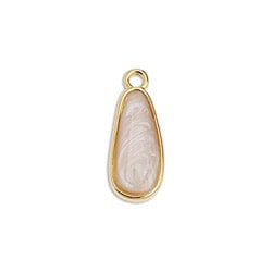 BeadsBalzar Beads & Crafts GQ6395H  WHITE PEARL/GOLD (GQ6395X) Flat drop piece small 18mm 24KT GOLD PLATED (4 PCS)