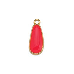 BeadsBalzar Beads & Crafts GQ6395K GOLD/FLORESCANT FUCHSIA (GQ6395X) Flat drop piece small 18mm 24KT GOLD PLATED (4 PCS)