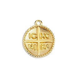 BeadsBalzar Beads & Crafts (GQ6396A) 24KT GOLD PLATED (GQ6396X) Talisman 14mm pendant (2 PCS)